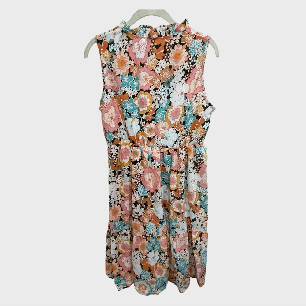 Maternity Floral  Nursing Sleeveless Ruffle Collar Sun Dress Size Medium - Picture 6 of 8